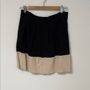 Pleated & Flared mini skirt with Italian leather